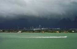 A summer afternoon thunderstorm rolling into Miami from the Everglades, July 2006