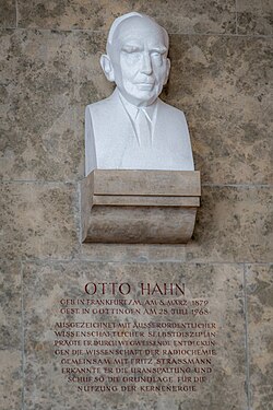 Otto Hahn's marble bust at the Deutsches Museum in Munich