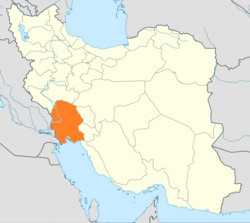 The location of Khuzestan province in Iran, which Iraq planned to annex