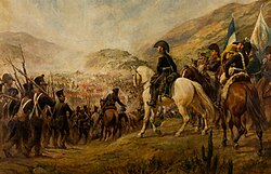 Chilean and Argentine troops marching to the Battle of Chacabuco