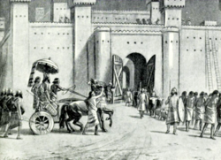 20th-century illustration of Tiglath-Pileser III's capture of Damascus