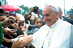 Francis visits a favela in Brazil during World Youth Day 2013