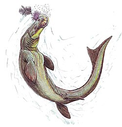 Artistic restoration of a mosasaur, Prognathodon
