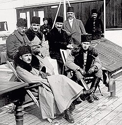 Şehzade Ömer Faruk and Enver Pasha on board a ship to the Gallipoli front