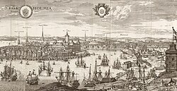 Detail of engraving of Stockholm from Suecia Antiqua et Hodierna by Erik Dahlbergh and Willem Swidde, printed in 1693