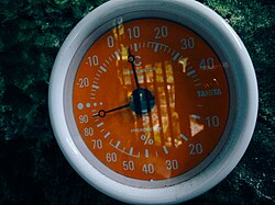 Thermo hygrometer displaying temperature and relative humidity