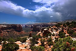 The Colorado National Monument near Grand Junction is made up of high desert canyons and sandstone rock formations.