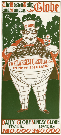 An advertisement for The Boston Globe from 1896