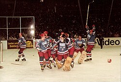EV Landshut celebrating the 1982–83 championship