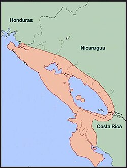 Location of Nicanahuac, the Indigenous name for Gran Nicoya [es], an area in western Nicaragua and northwestern Costa Rica inhabited by the Nahuas