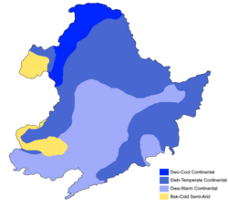 Climate map of Manchuria or Northeast China.