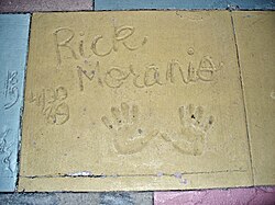 The handprints of Rick Moranis in front of the Chinese Theatre at Disney's Hollywood Studios in Walt Disney World