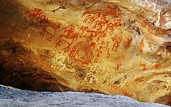 Bhimbetka rock painting of India, World Heritage Site.