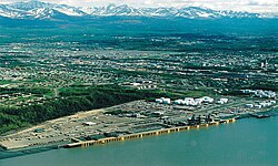 Aerial view of the Port of Anchorage on Cook Inlet in 1999