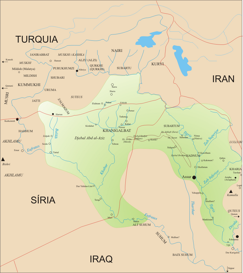 Map of the Middle Assyrian Empire under Ashur-resh-ishi I (r. 1132–1115 BC)