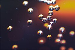 Carbon dioxide bubbles in a soft drink