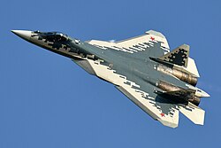 Sukhoi Su-57, a fifth-generation fighter of the Russian Air Force[363]