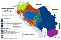 The Federal Republic of Yugoslavia and territories of Serb breakaway states Republika Srpska and Republika Srpska Krajina during the Yugoslav wars