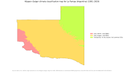 Köppen climate map of La Pampa