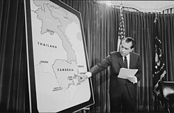 Nixon delivers an address to the nation about the bombings in Cambodia, known as Operation Freedom Deal, on April 30, 1970