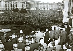 Nicolae Ceaușescu condemning the Warsaw Pact invasion of Czechoslovakia in 1968