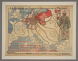 A French propaganda poster from 1917 is captioned with an 18th-century quote: "Even in 1788, Mirabeau was saying that War is the National Industry of Prussia."