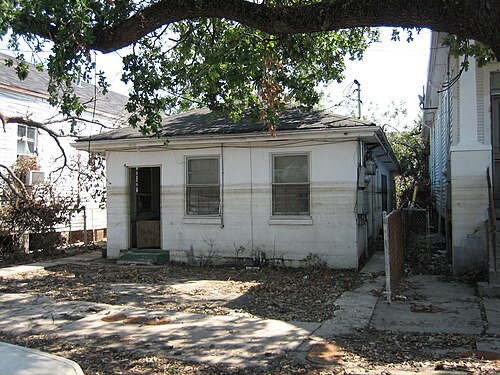 Flood lines show levels of high water on this house located in Mid-City New Orleans