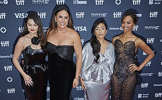 Saldaña with her co-stars of Emilia Pérez (2024), all of whom were awarded the Cannes Film Festival Award for Best Actress, at the 2024 Toronto International Film Festival
