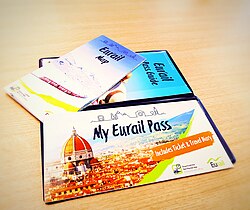 Eurail, a type of rail pass for multiple journeys by train, an intangible product