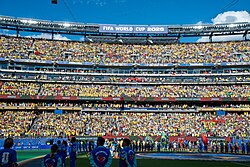 MetLife Stadium during a match between Brazil and Morocco at the 2026 FIFA World Cup.