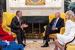 Abdullah meets with U.S. President Joe Biden in the Diplomatic Reception Room, 19 July 2021