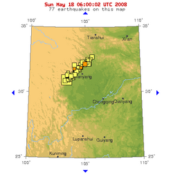 A USGS map shows that dozens of aftershocks occurred in a small region following the quake.
