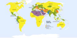 Map of the world in 2000 BC showing the bronze working area