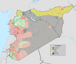 Military situation in December 2015. Islamic State-controlled territory is in grey.