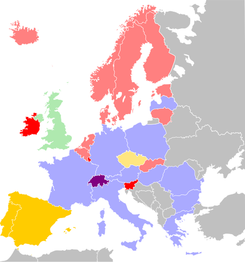 Map of resident non-EU foreigners' local election voting rights in Europe, with countries colored accordingly: Countries according right to vote to every resident non-EU foreigner without limit of time of residence Countries according right to vote to every resident non-EU foreigner which resides in the country for a certain time Countries according right to vote to non-EU foreigners from certain countries on a reciprocity basis. Countries according right to vote to non-EU foreigners from certain countries on a reciprocity basis, but for which, in practice, no such reciprocity agreement has been made with any country. Countries according right to vote to non-EU foreigners from the Commonwealth. Countries from the European Union which do not give the right to vote to non-EU foreigners Switzerland (non-EU member): right to vote granted to non-EU foreigners in some cantons and semi-cantons and not in others. Countries which do not give the right to vote to foreignersThe factual accuracy of parts of this article (those related to image) may be compromised due to out-of-date information. Relevant discussion may be found on the talk page. Please help update this article to reflect recent events or newly available information. (June 2022)