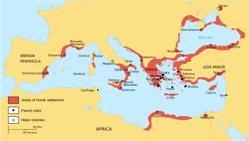 Greek territories and colonies (Archaic period: 750–550 BC)