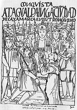 Francisco Pizarro meets with the Inca emperor Atahualpa, 1532