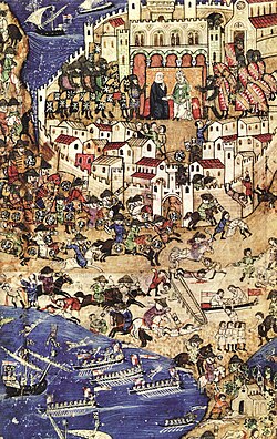 The siege of Tripoli by the Mamluks of Qalawun in 1289.
