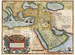 Outline of the Ottoman Empire, from the Theatro d'el Orbe de la Tierra de Abraham Ortelius, Antwerp, 1602, updated from the 1570 edition