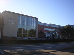 The newspaper's Morrissey Boulevard headquarters in Dorchester in September 2009. In 2017, the newspaper moved its printing operations to Taunton and its headquarters to Downtown Boston.