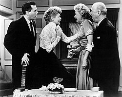 Desi Arnaz, Lucille Ball, Vivian Vance, and William Frawley, from the 1955 episode "Face to Face"