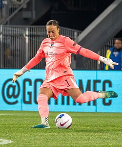 Canadian goalkeeper Kailen Sheridan using her feet