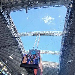 The roof open at the stadium during a game between the Dallas Cowboys and Chicago Bears in 2022.