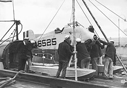 Martin MS-1 scouting seaplane (Bureau # A-6525) being assembled on the after deck of S-1 (SS-105), at Hampton Roads, Virginia, 24 October 1923