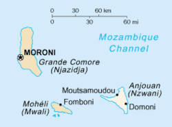 Location of Anjouan in the Comoros