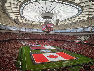 BC Place in Vancouver before Canada's Group B match vs Qatar at the 2026 FIFA World Cup.