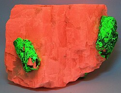 Willemite under ultraviolet light