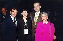 Tagliabue and his wife (at right) join Miami-Dade Mayor Alex Penelas and his wife (at left) during festivities for Super Bowl XXXIII