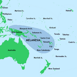 New Guinea located in relation to Melanesia