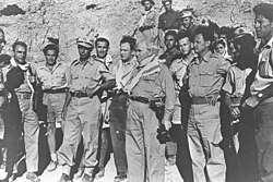 David Ben-Gurion with Yigal Allon and Yitzhak Rabin in the Negev, during the 1948 Arab–Israeli War